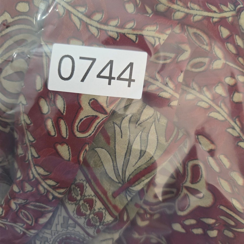 Kantha Bae Red Floral Paisley Silk Kaftan Maxi Dress with Pockets Boho One Size - Picture 9 of 9
